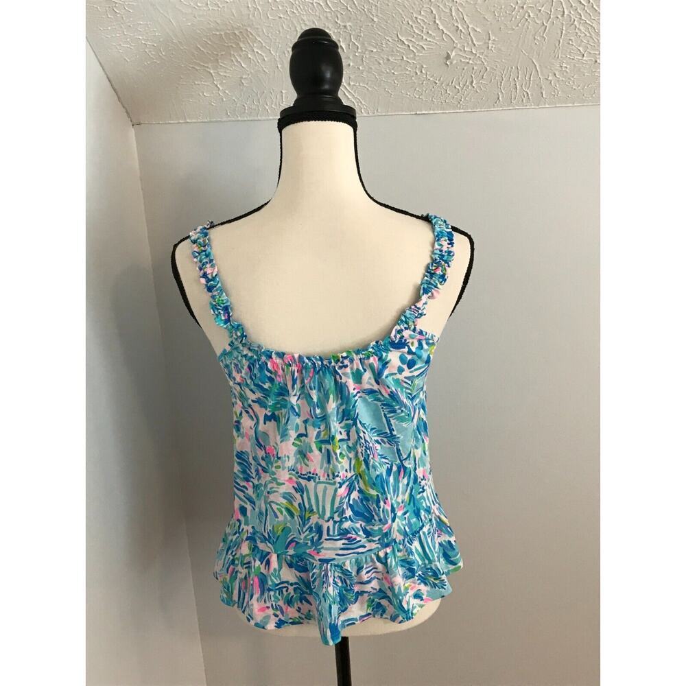 Lilly Pulitzer Loro Tank XXS Ibiza Cabana Cocktail Floral Ruffle Strap Top - Picture 4 of 9
